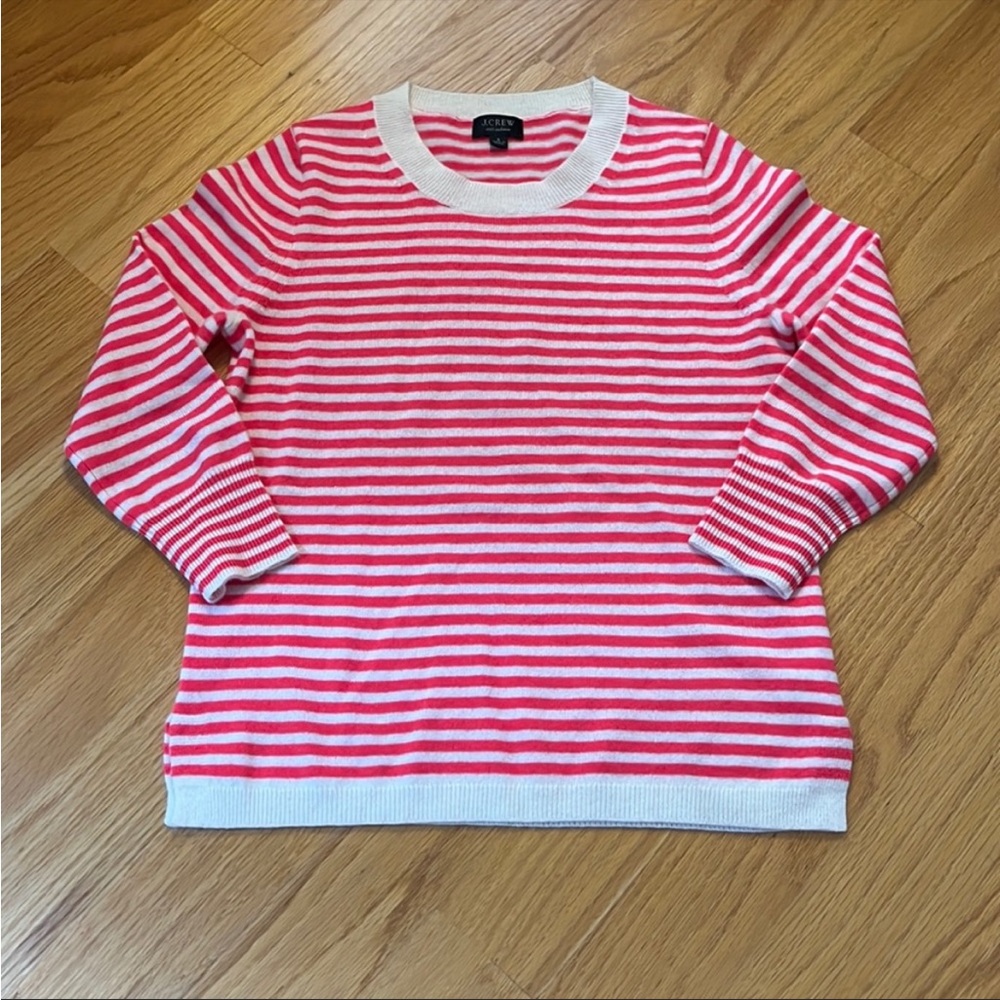 EUC J. Crew Striped Cashmere Poppy Sweater SzSm